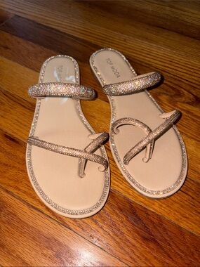 TOP Moda Rose Gold Crystal Slide Sandals